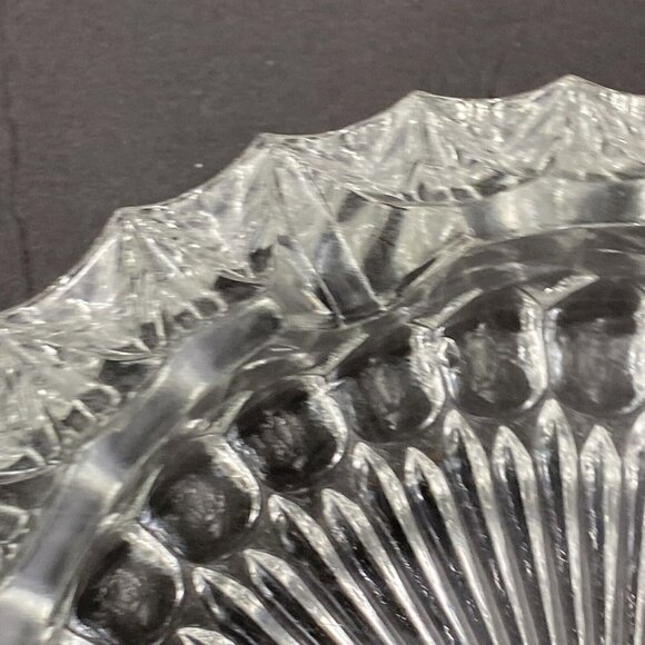 Vtg MCM Ashtray Clear Crystal Glass Heavy 3lb 3.2oz  3 Slots Starburst Bottom - Picture 3 of 8